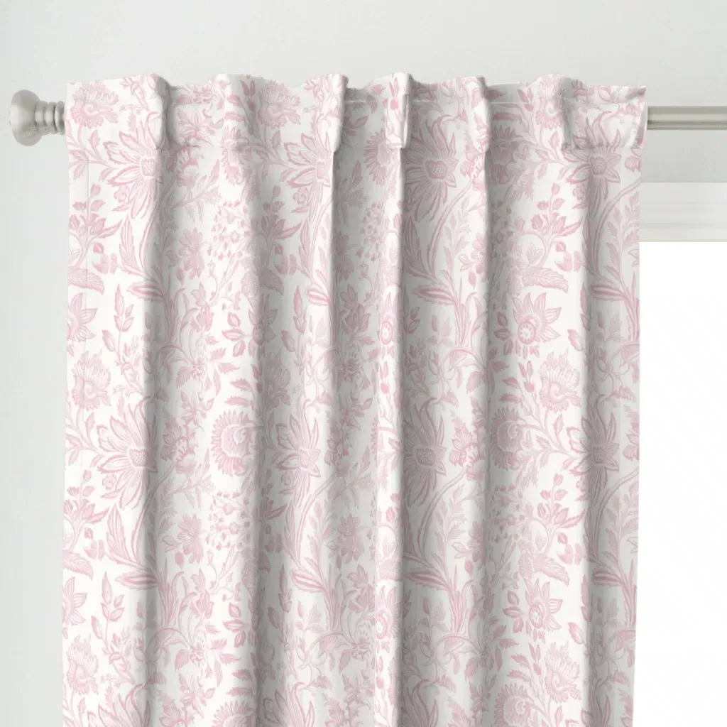Whimsical Blooms Dusty Curtain Panel - Pink alternate view