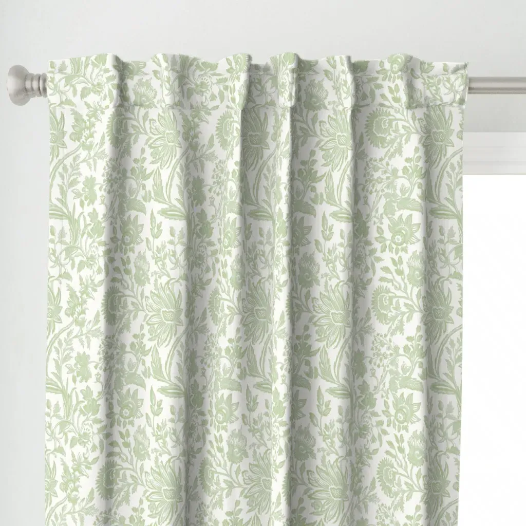 Whimsical Blooms Tea Curtain Panel - Sage Green alternate view