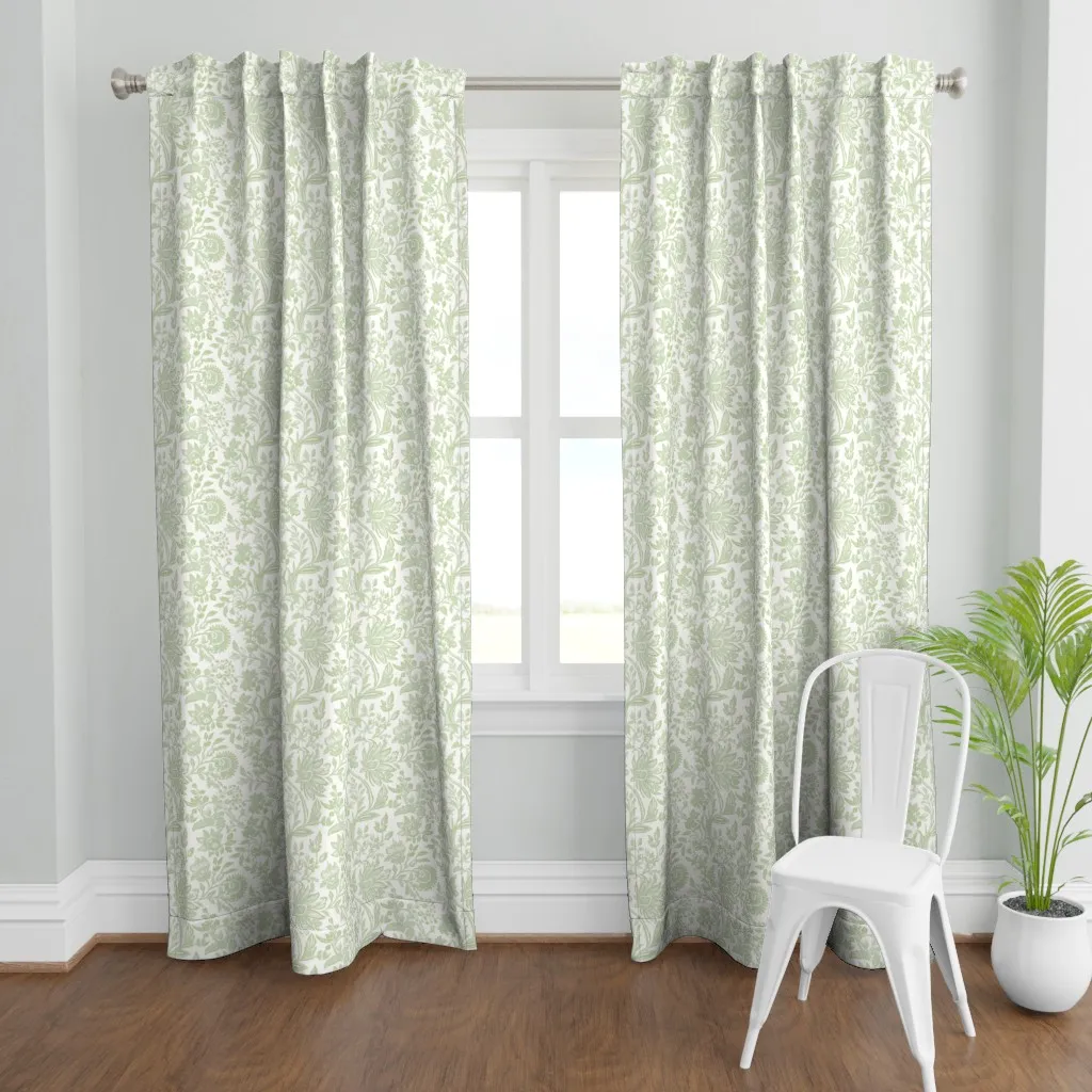 Whimsical Blooms Tea Curtain Panel - Sage Green product