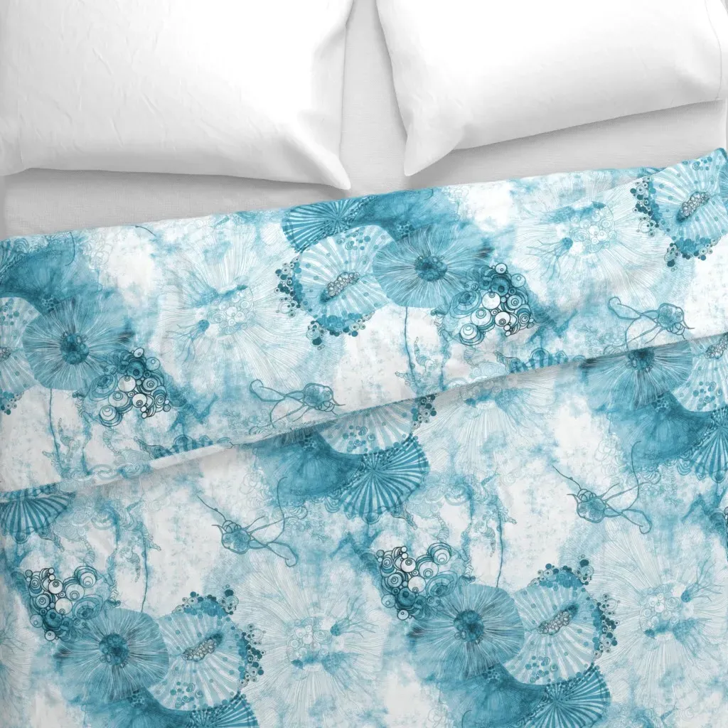 Whimsical Fantasy Watercolor Duvet Cover - Teal alternate view