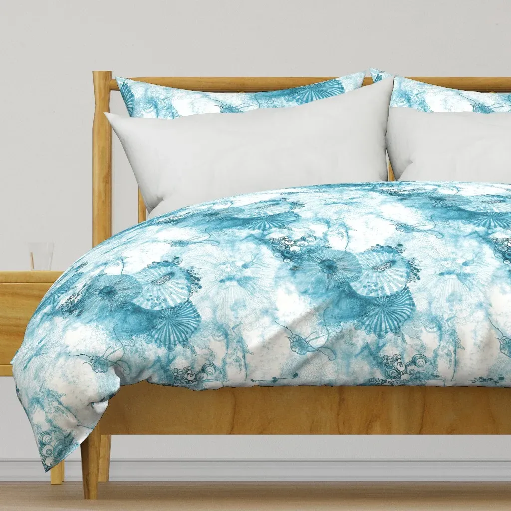 Whimsical Fantasy Watercolor Duvet Cover - Teal product