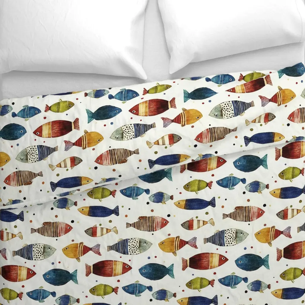Whimsical Fish Fantasy Duvet Cover - Blue alternate view
