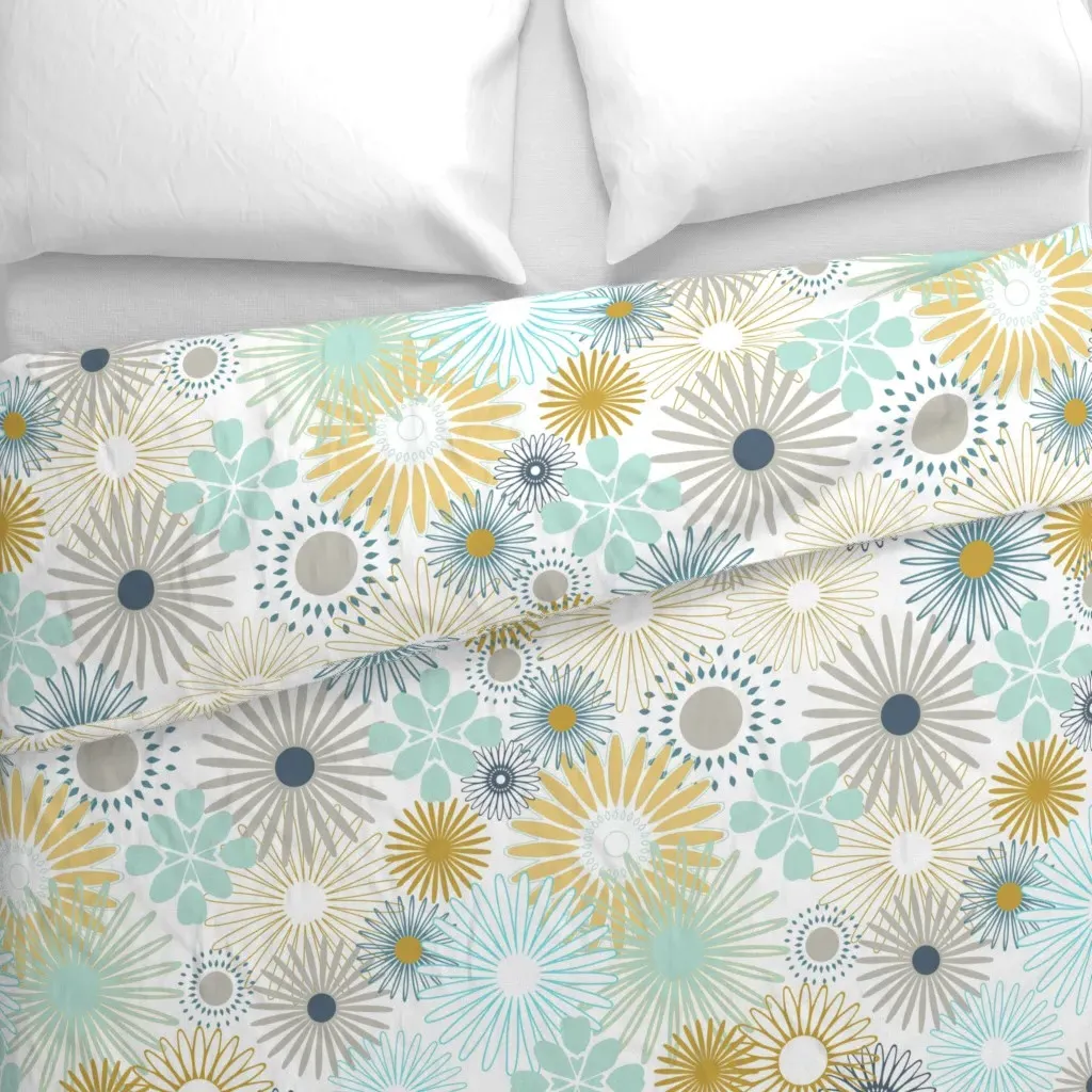 Whimsical Florets Duvet Cover - Pale Yellow alternate view