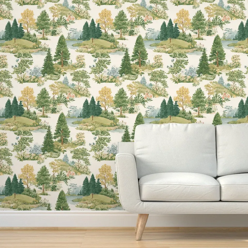 Whimsical Forest Large Scale Peel and Stick Wallpaper - Green product