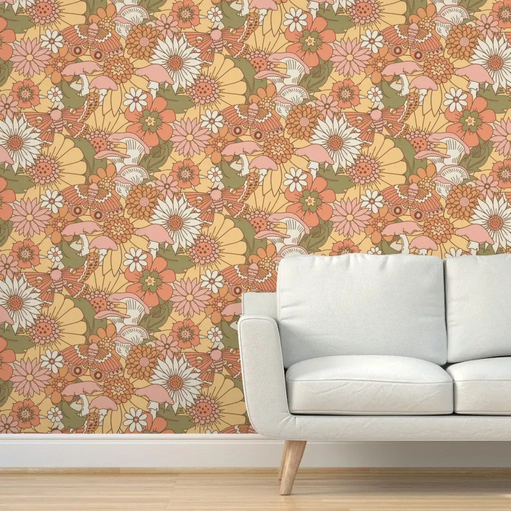 Whimsical Garden Peel and Stick Wallpaper - Peach product