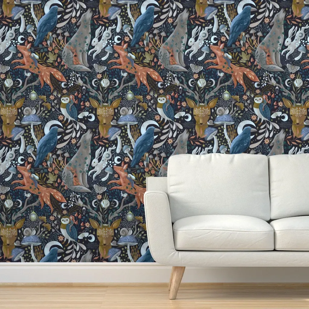 Whimsical Gothic Peel and Stick Wallpaper - Deep Teal product
