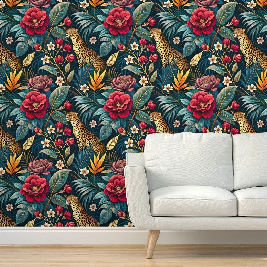 Whimsical Leopard Peel and Stick Wallpaper - Red product