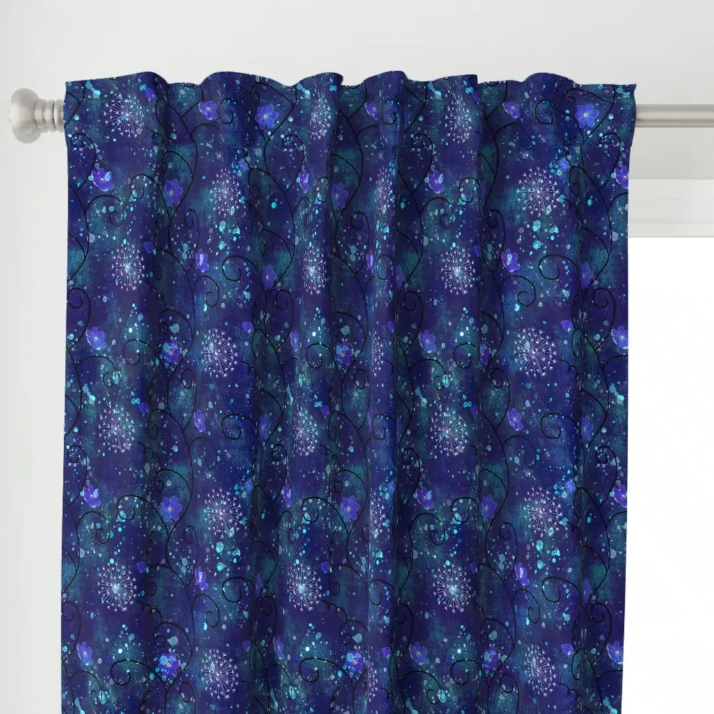 Whimsical Midnight Curtain Panel - Dark Blue alternate view