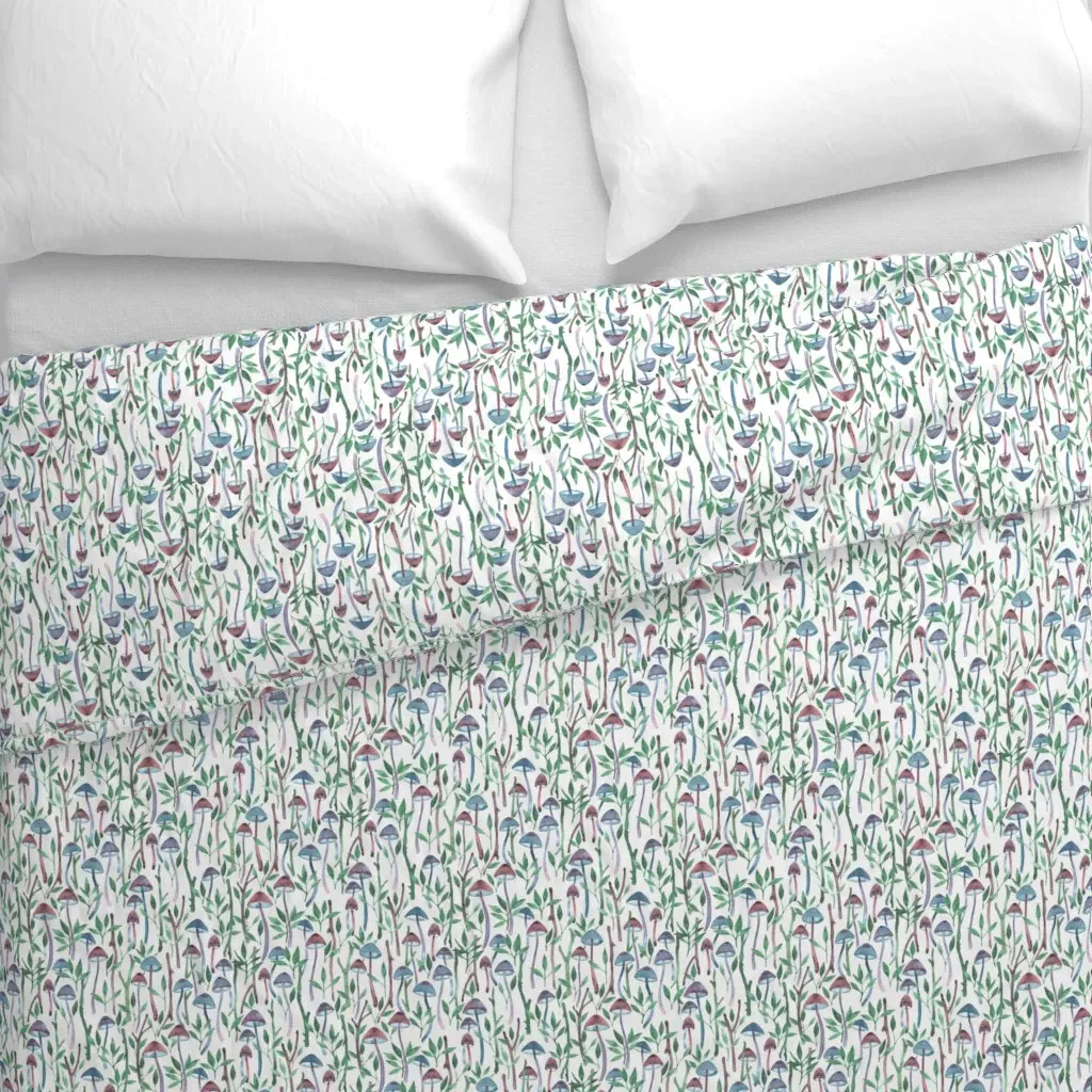 Whimsical Mushroom Forest Duvet Cover - Dusty Blue alternate view