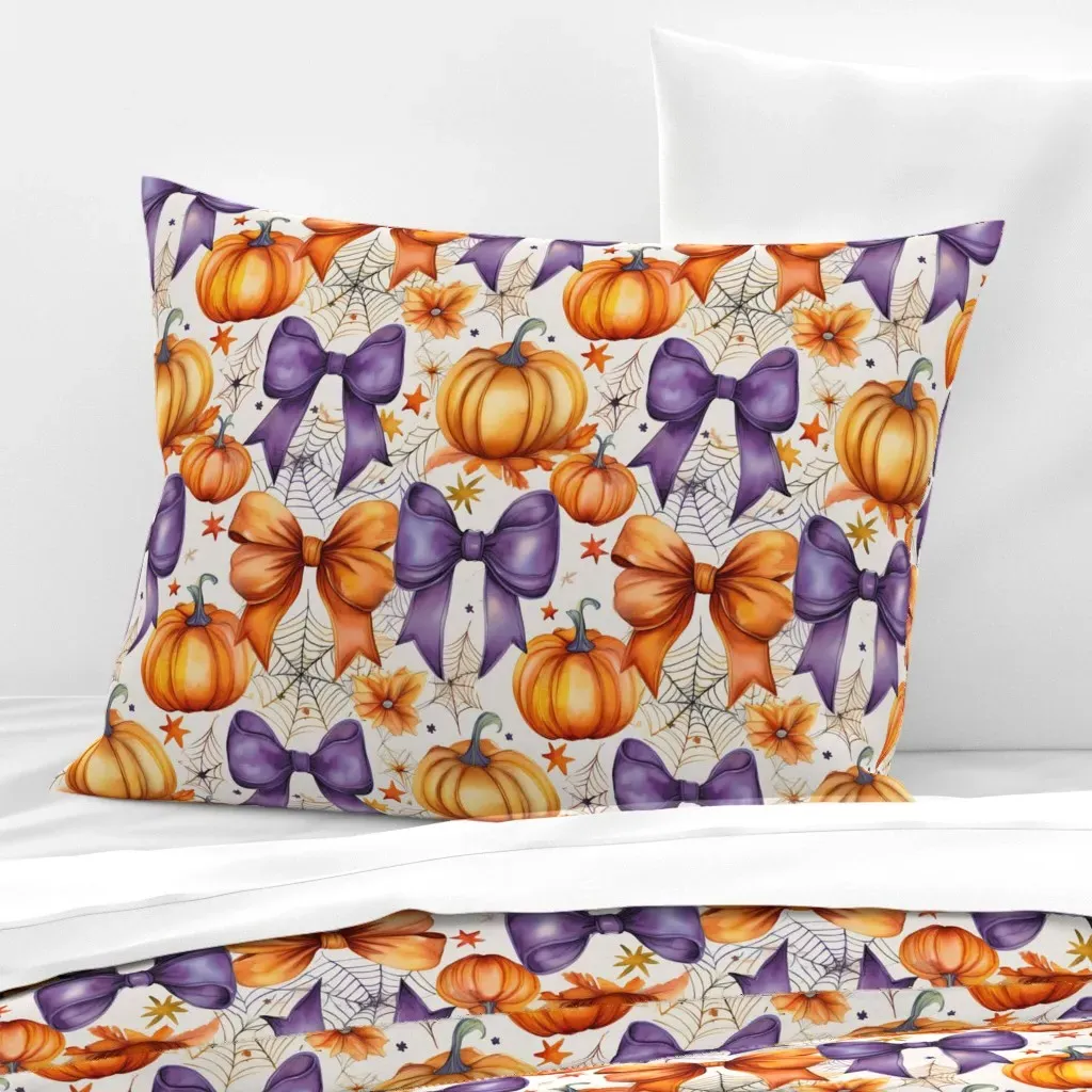 Whimsical Pumpkins Standard Knife Edge Cushion Cover - Orange, Cotton Sateen product