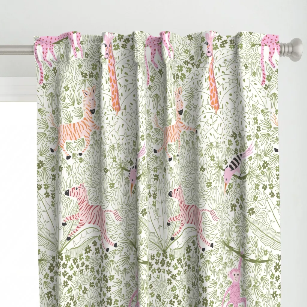 Whimsical Safari Curtain Panel - Pink alternate view