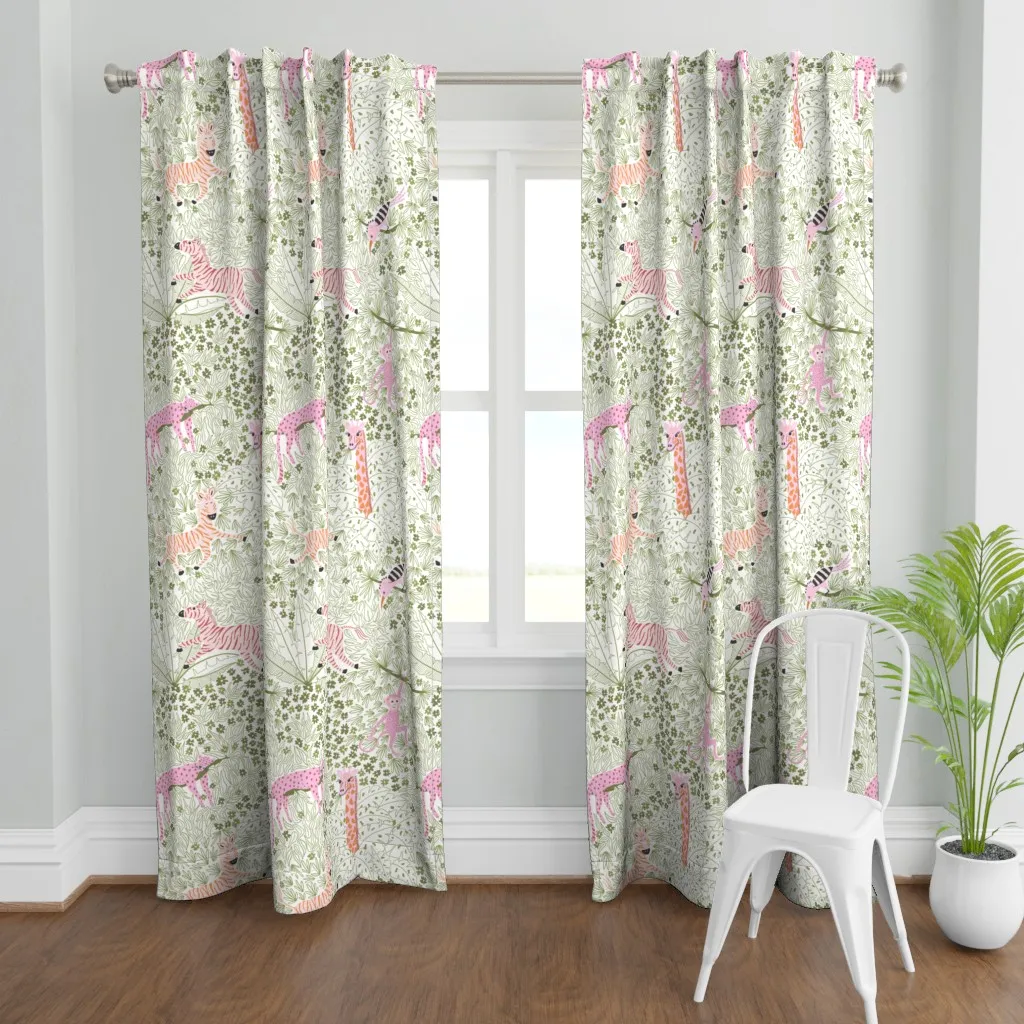 Whimsical Safari Curtain Panel - Pink product