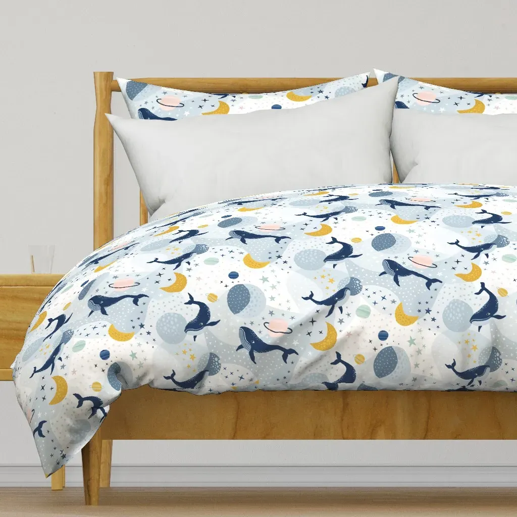 Whimsical Space Whales Duvet Cover - Navy Blue product