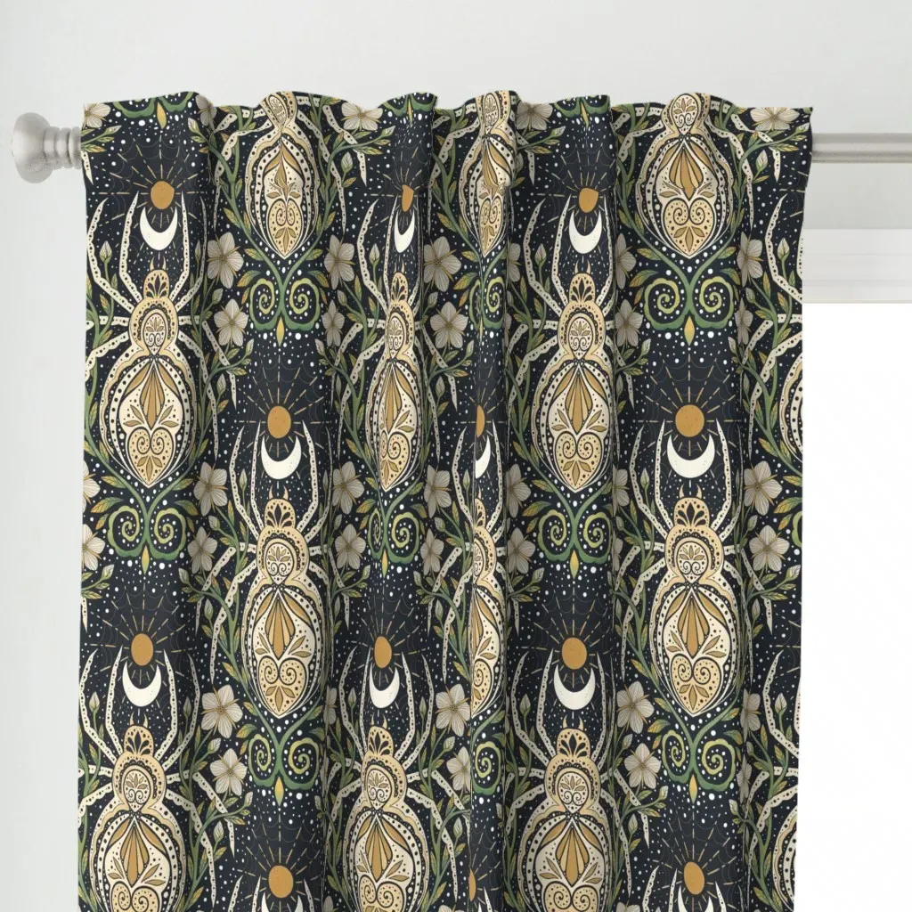 Whimsical Spider Garden Curtain Panel - Beige alternate view