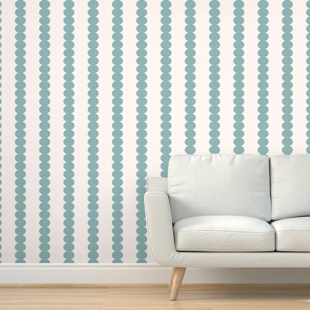 Whimsical Stripe Peel and Stick Wallpaper - Teal, Blue & White product