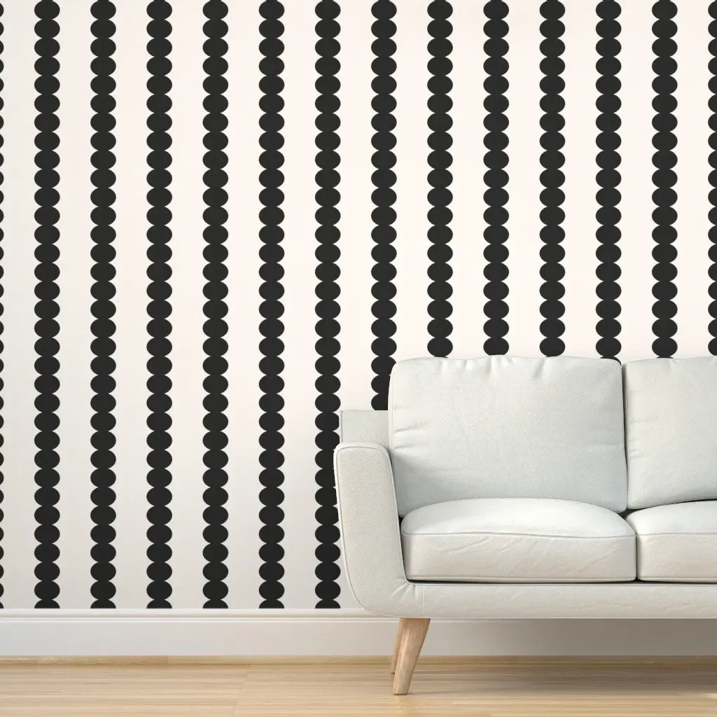 Whimsical Stripe Scallop Peel and Stick Wallpaper - Black product