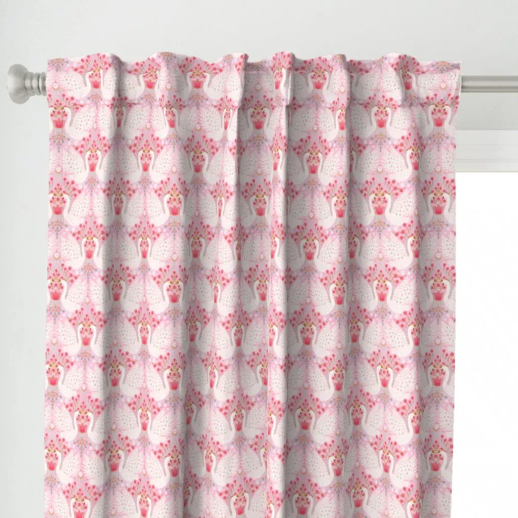 Whimsical Swans 6 Curtain Panel - Pink alternate view