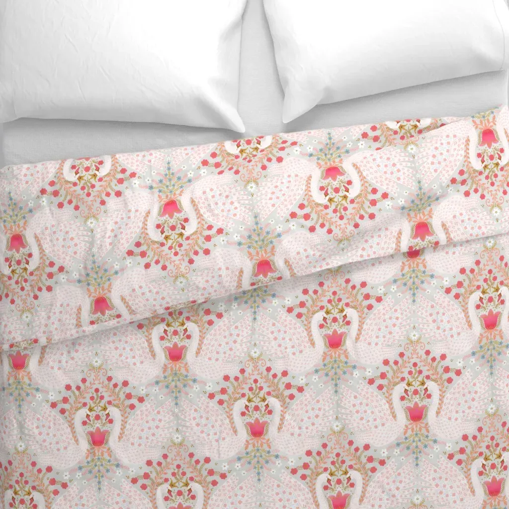 Whimsical Swans Duvet Cover - Pink alternate view