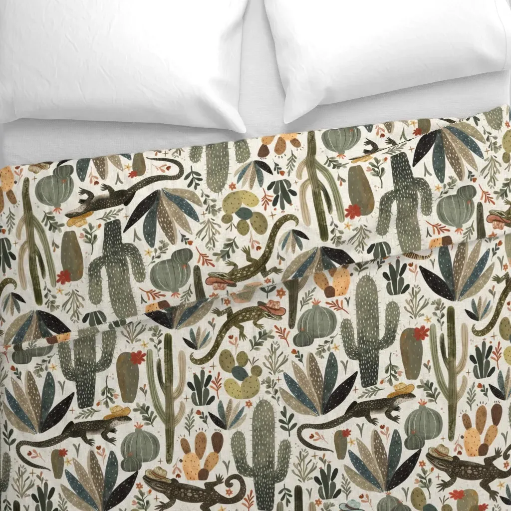 Whimsical Wild West Desert Duvet Cover - Sage Green alternate view