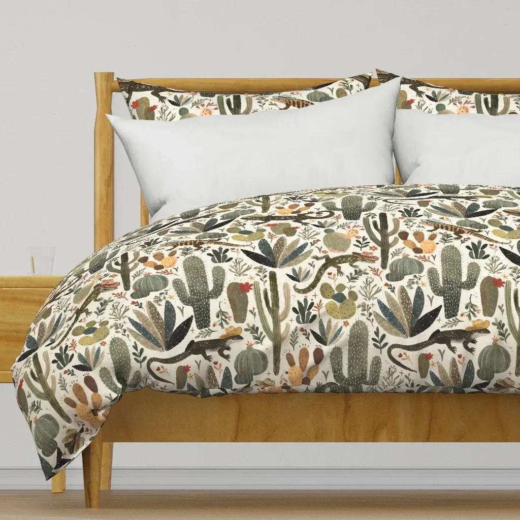Whimsical Wild West Desert Duvet Cover - Sage Green product