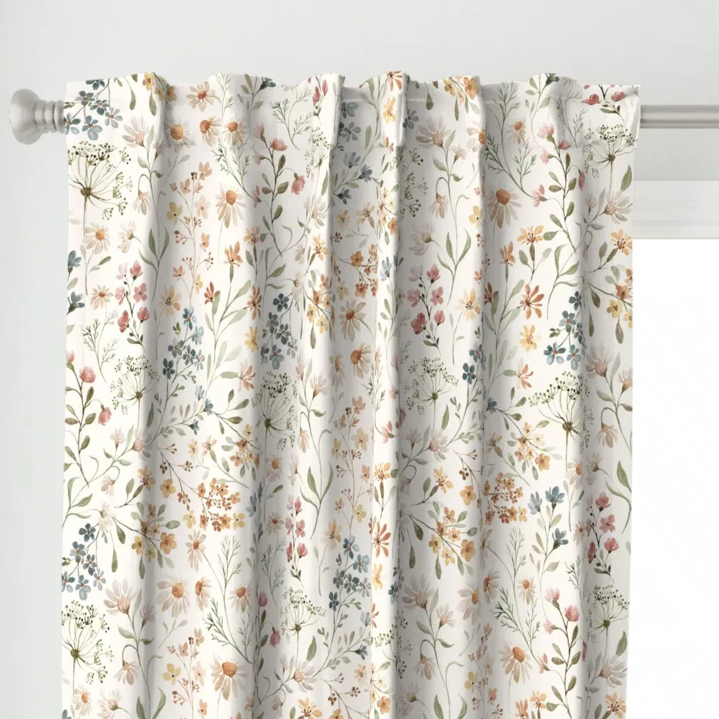 Whimsical Wildflowers Curtain Panel - Beige alternate view