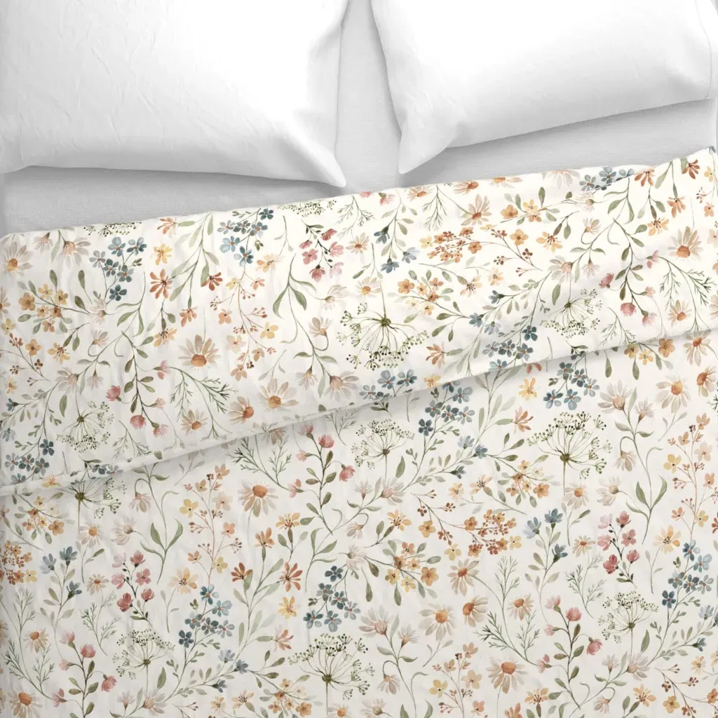 Whimsical Wildflowers Light On Duvet Cover - Beige alternate view