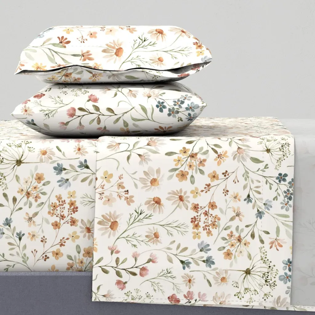 Whimsical Wildflowers Light Queen Sheet Set - Beige product