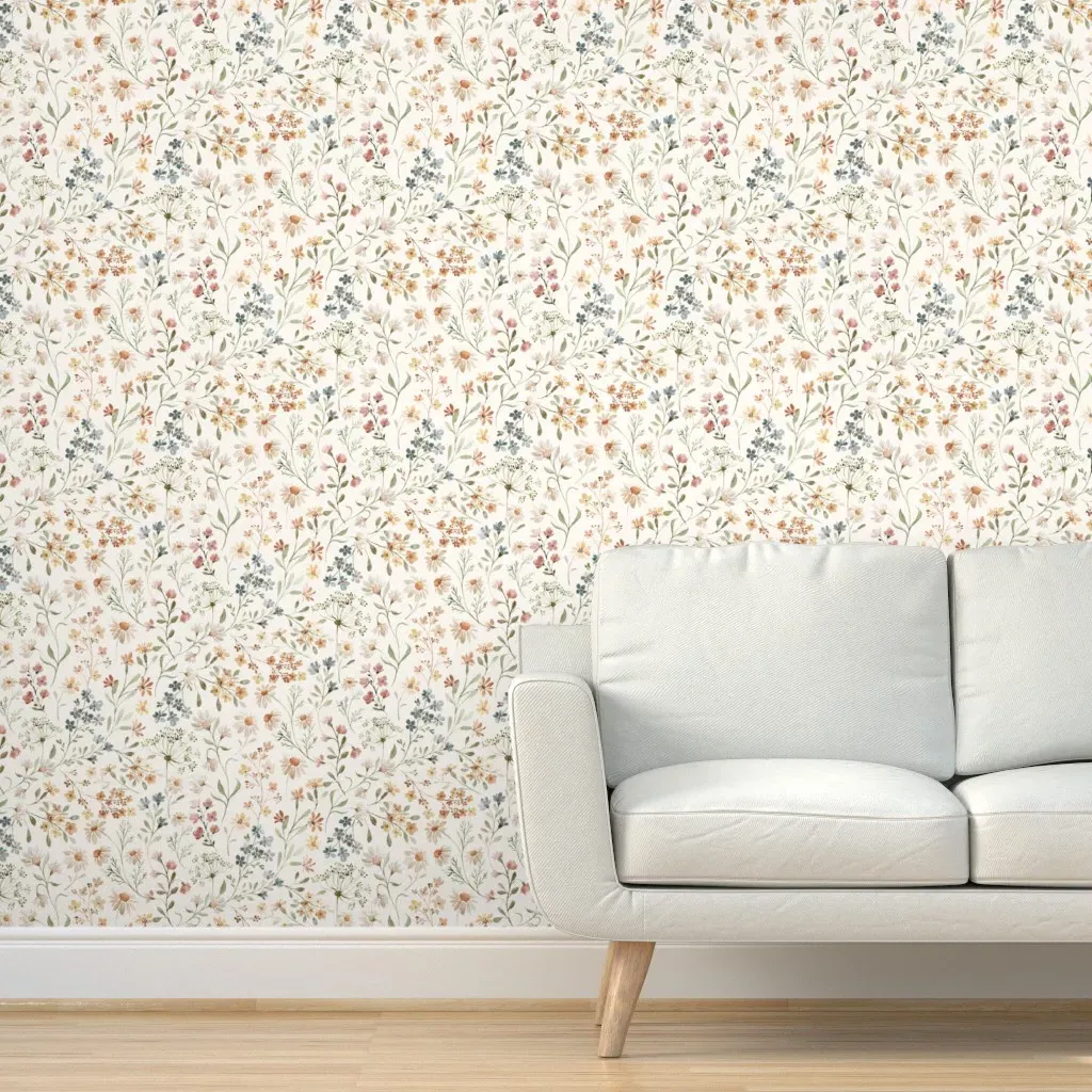 Whimsical Wildflowers Peel and Stick Wallpaper - Cream product