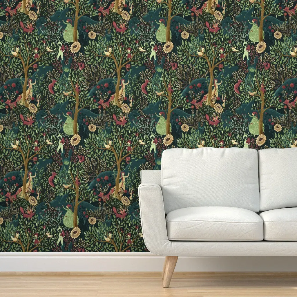 Whimsical Wonderland Peel and Stick Wallpaper - Dark Teal product