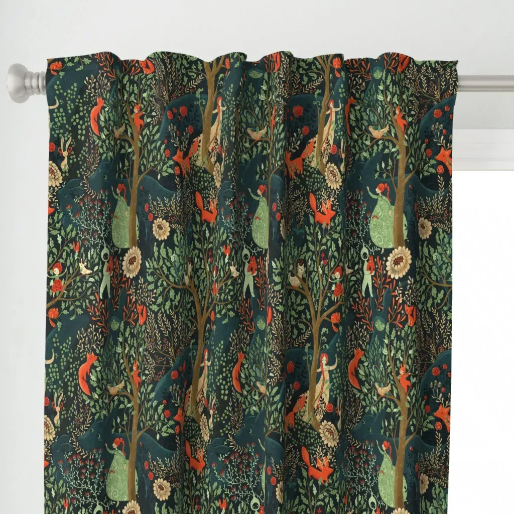 Whimsicalwonderland Curtain Panel - Dark Teal alternate view