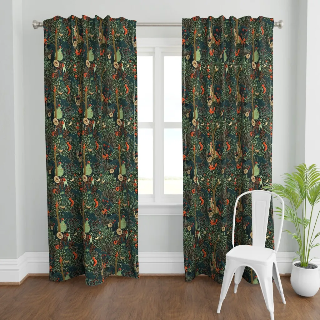 Whimsicalwonderland Curtain Panel - Dark Teal product