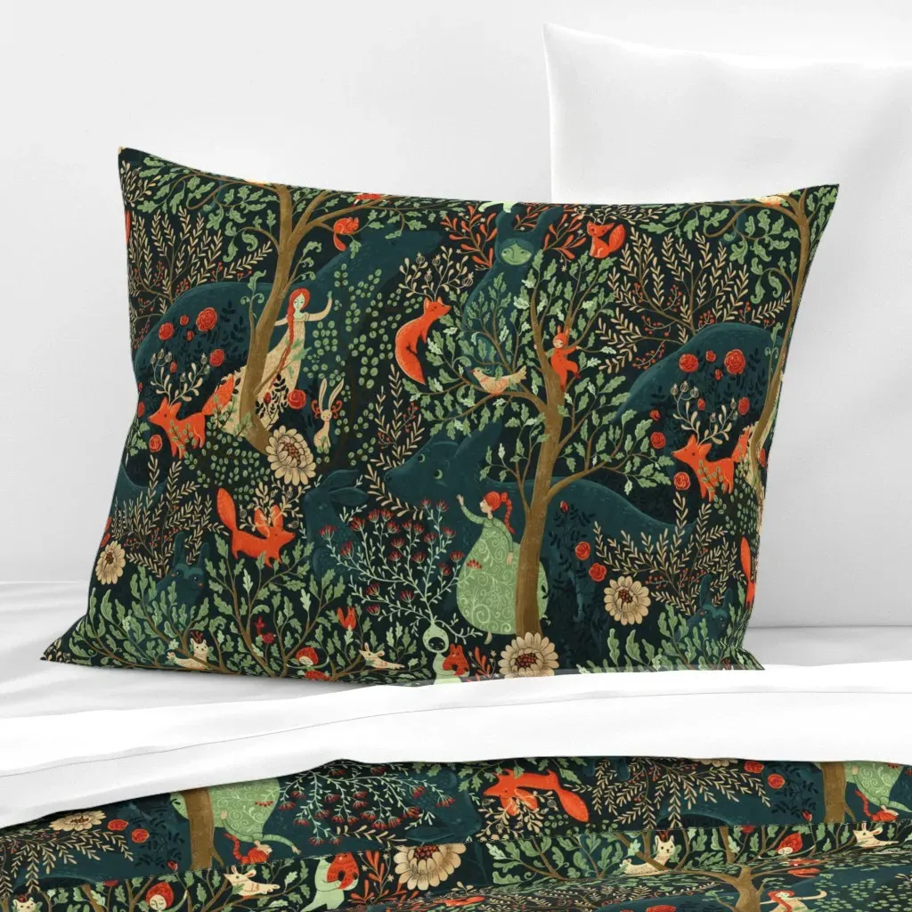 Whimsicalwonderland Standard Knife Edge Cushion Cover - Dark Teal, Cotton Sateen product