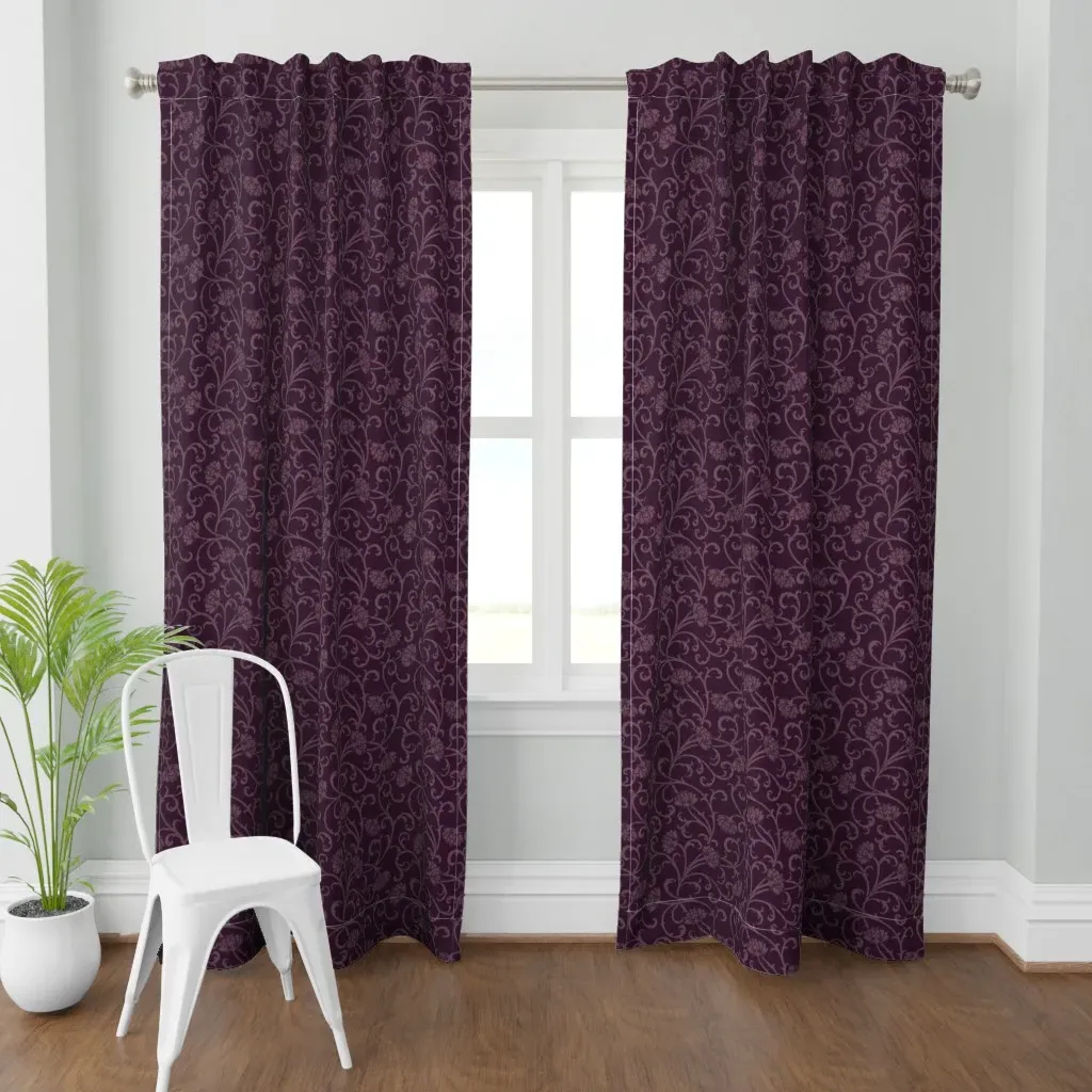 Whimsigoth Moody Vintage Curtain Panel - Deep Purple product