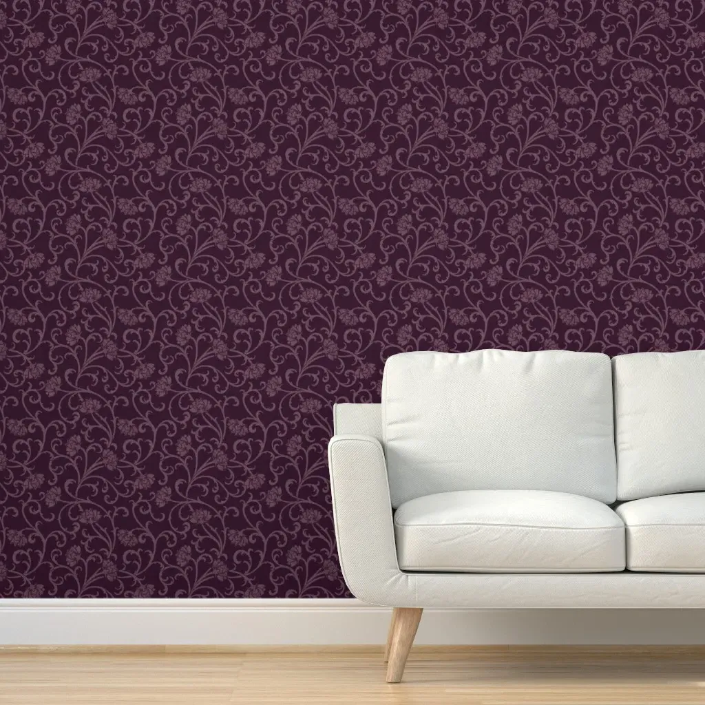 Whimsigoth Moody Vintage Floral Peel and Stick Wallpaper - Plum Purple product