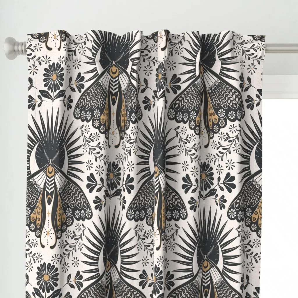 Whimsigothic Moth Curtain Panel - Black alternate view