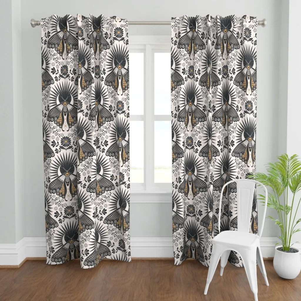 Whimsigothic Moth Curtain Panel - Black product