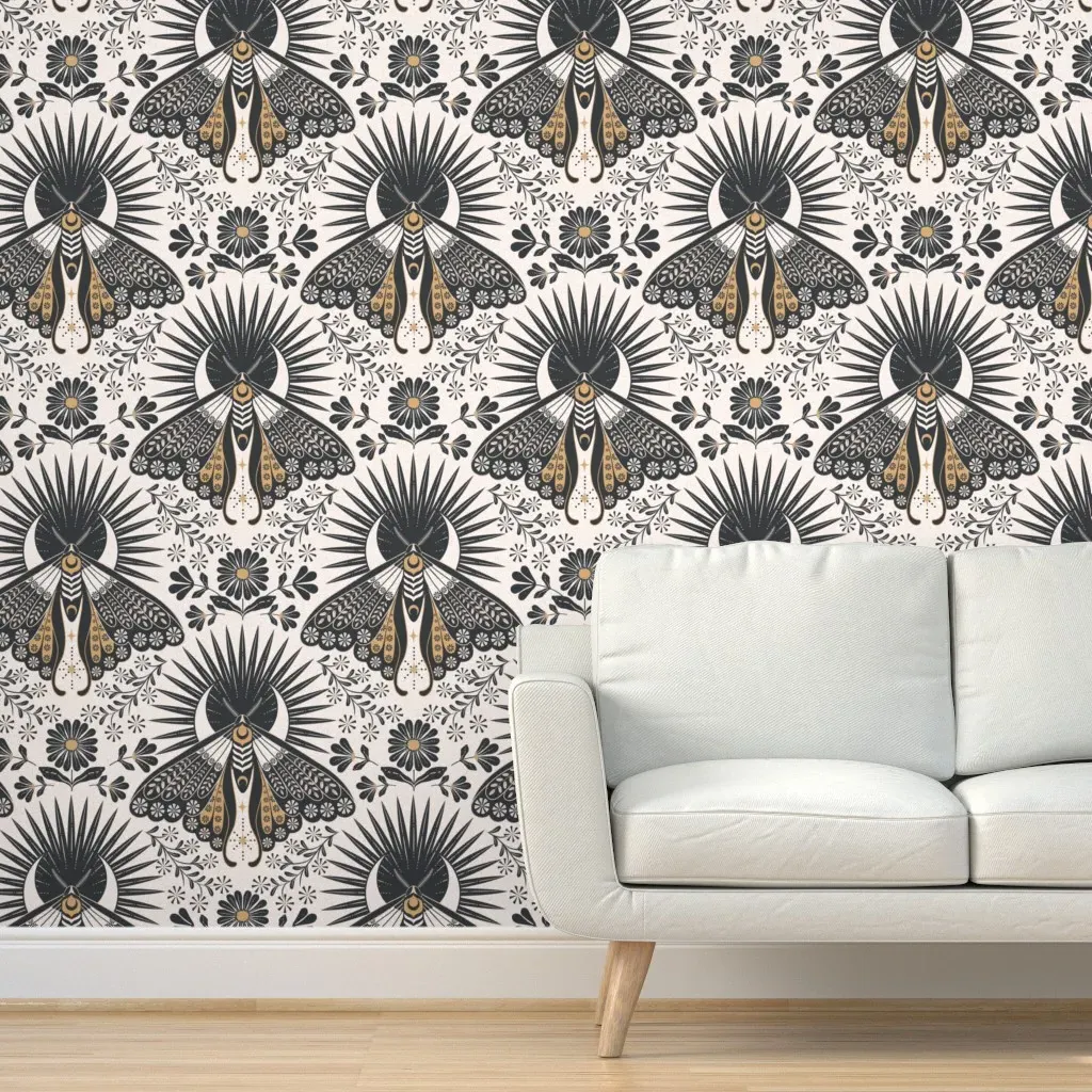 Whimsigothic Moth Peel and Stick Wallpaper - Black product