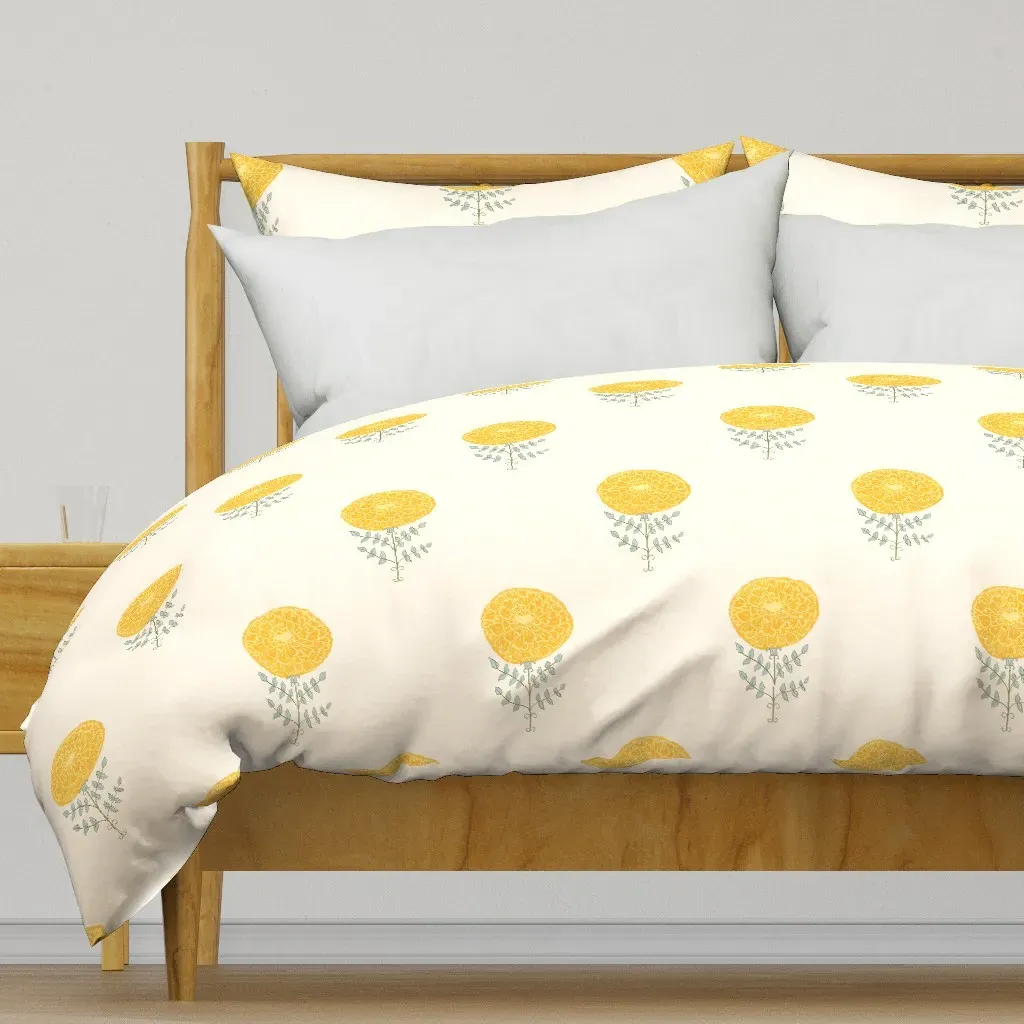 Whimsy Bloom Hand-Drawn Duvet Cover - Yellow product