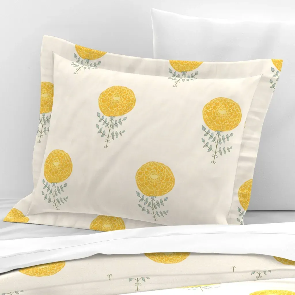 Whimsy Bloom Standard Flanged Cushion Cover - Yellow, Cotton Sateen product