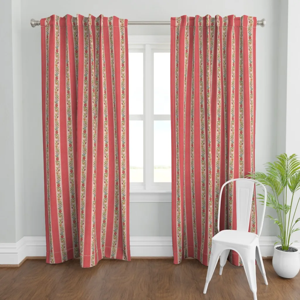 Whimsy Folk Stripe Curtain Panel - Coral Pink product