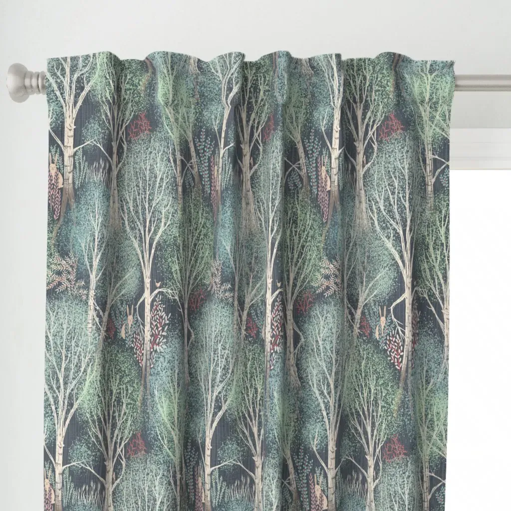 Whimsy Forest Curtain Panel - Teal alternate view