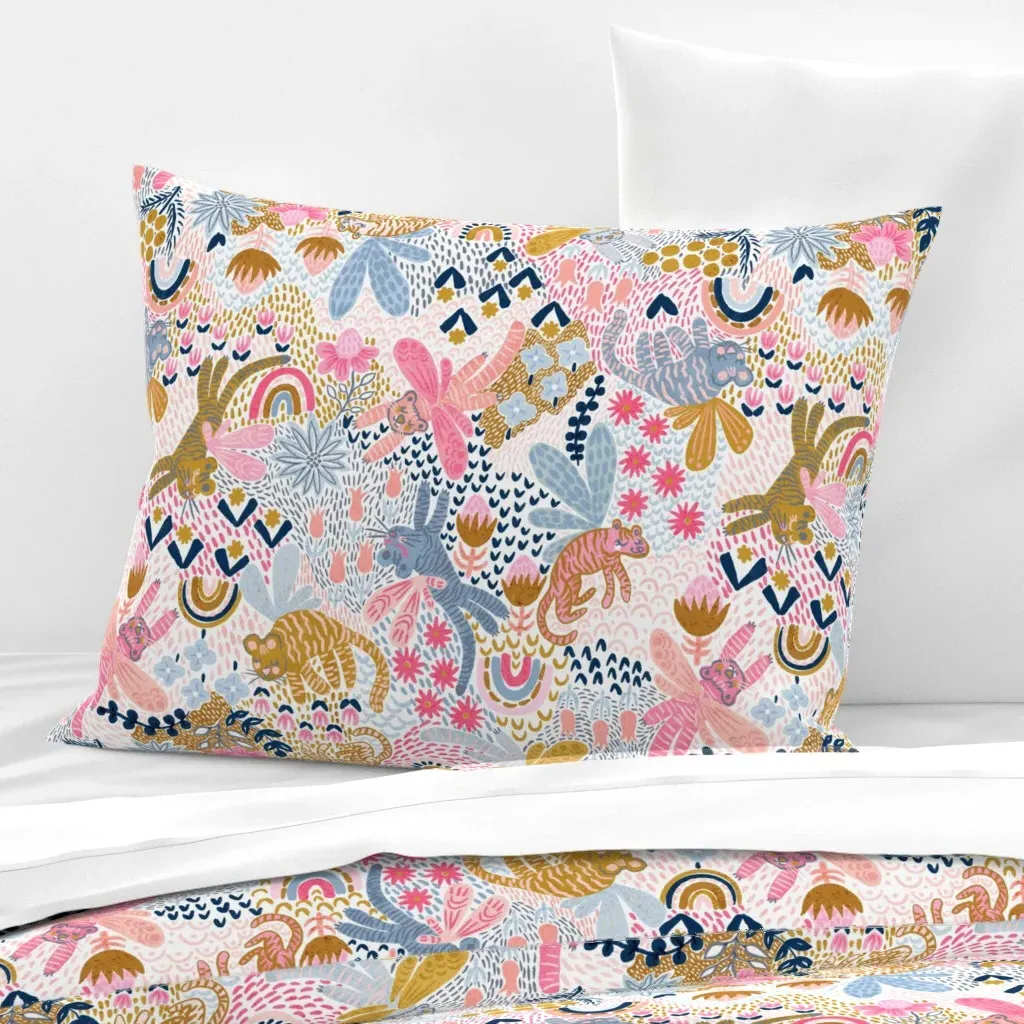 Whimsy Tigerfly Wonderland Standard Knife Edge Pillow - Pink, Cotton Sateen product