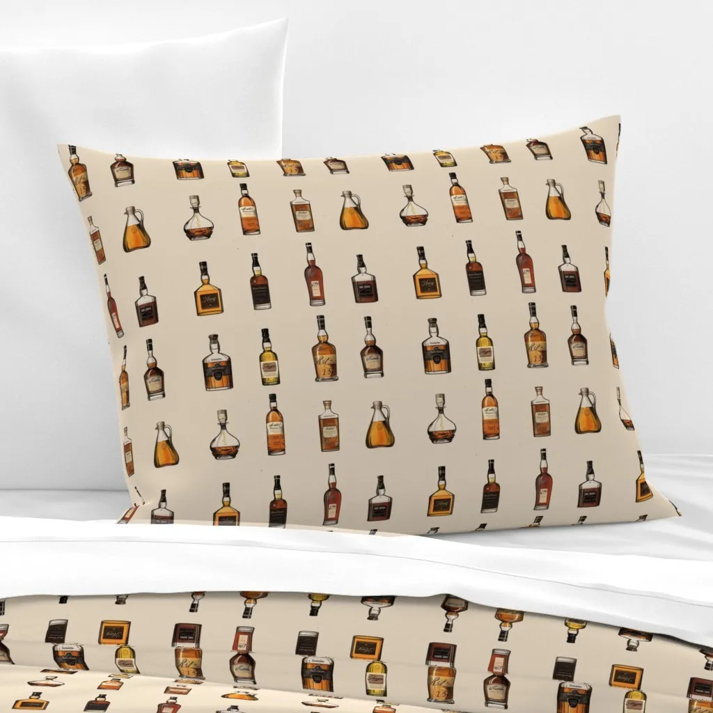 Whiskey Bottles Minimalist Standard Pillow - Amber, Cotton Sateen product