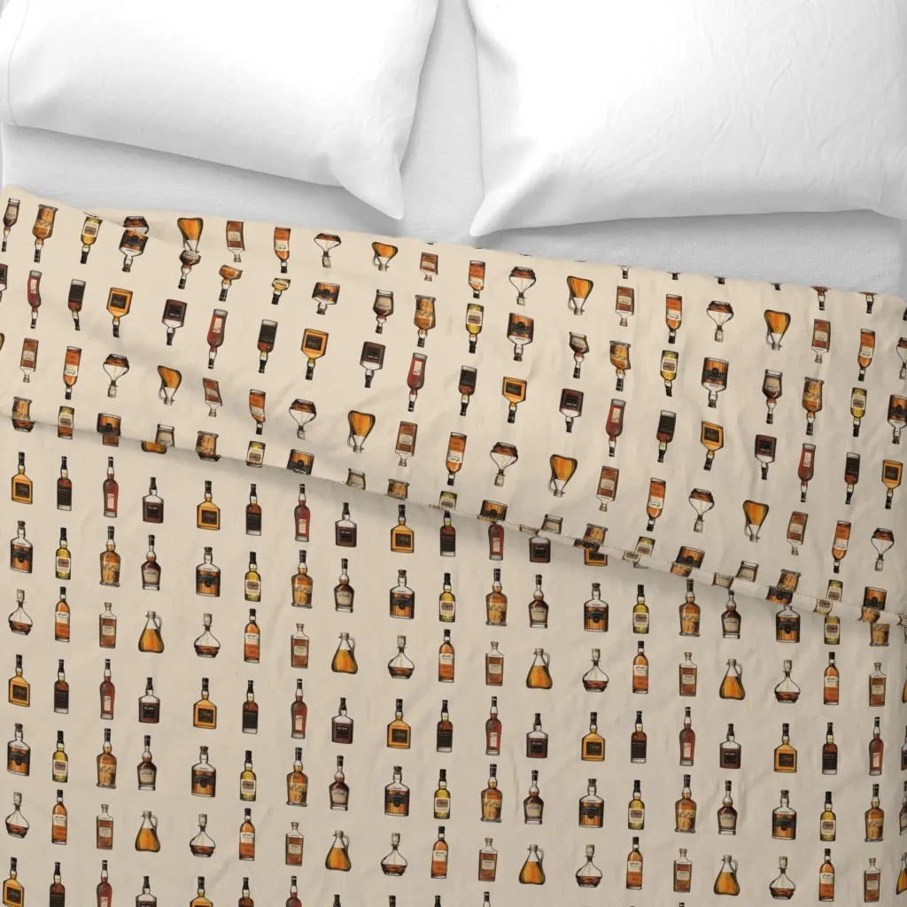Whiskey Bottles Print Duvet Cover - Amber alternate view