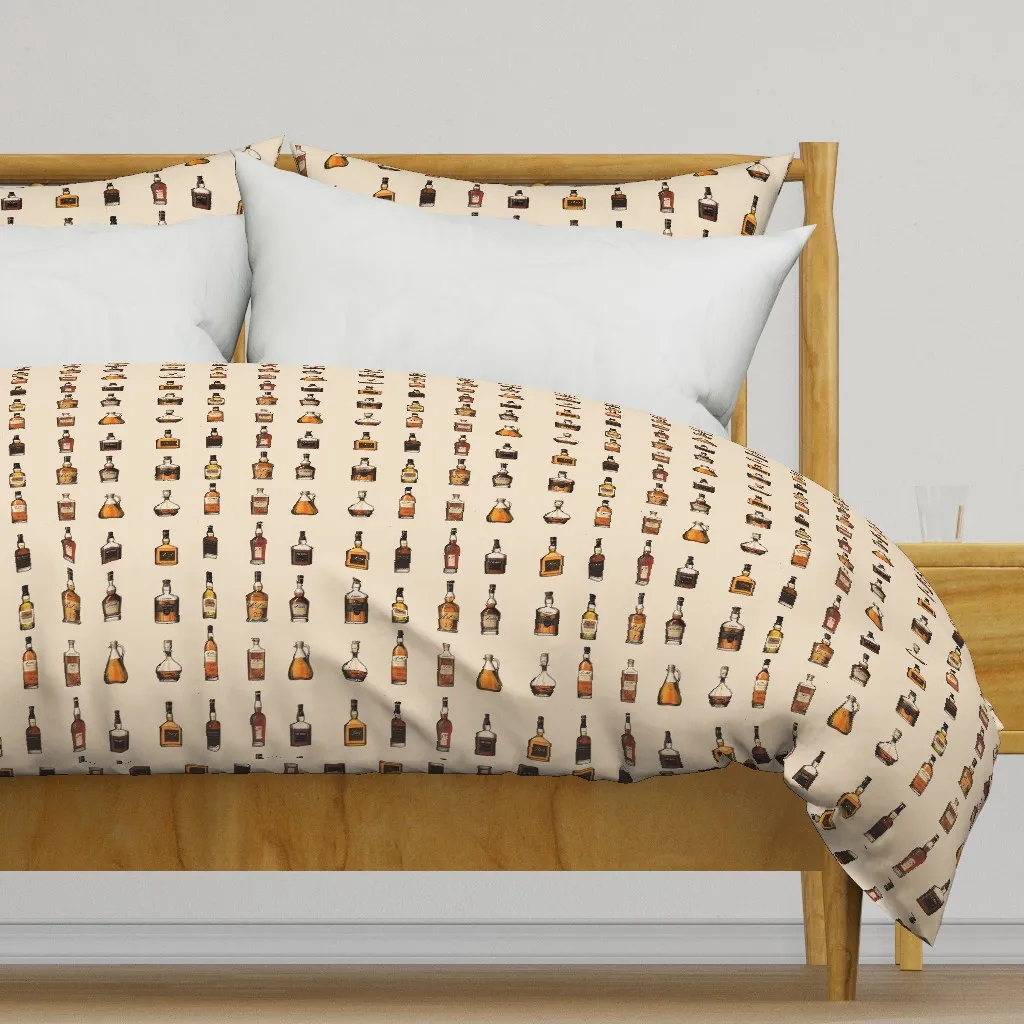 Whiskey Bottles Print Duvet Cover - Amber product