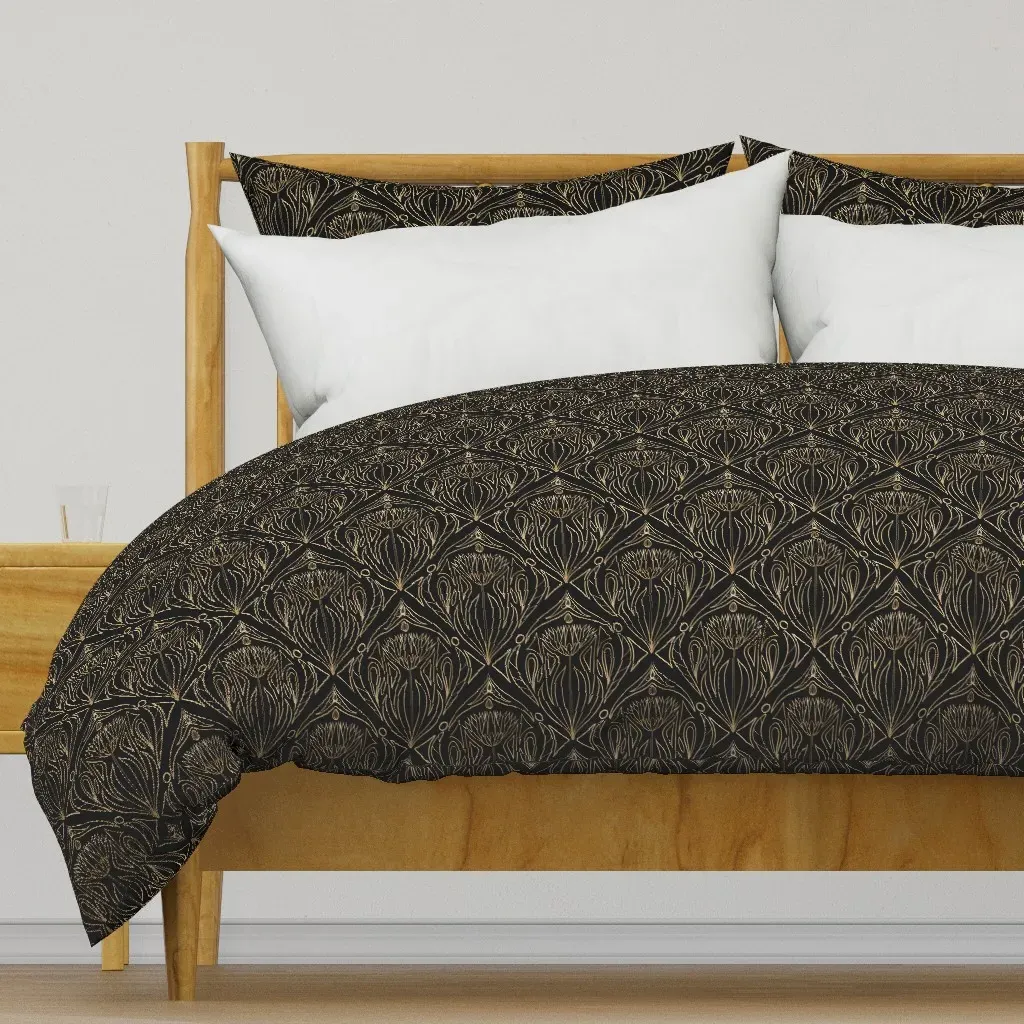Whispering Dahlia Art Nouveau Duvet Cover - Gold product
