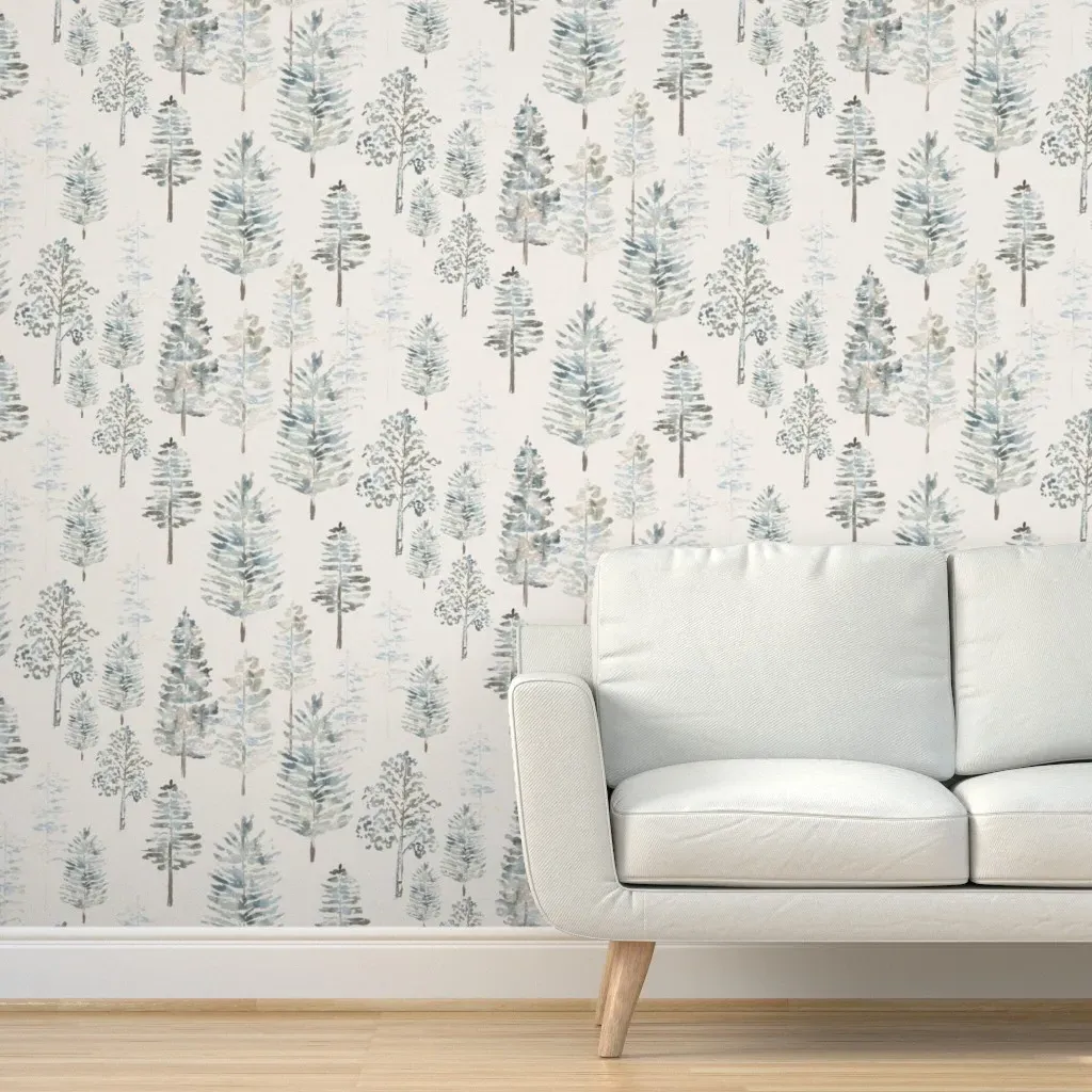 Whispering Pines Peel and Stick Wallpaper - Blue-Gray product