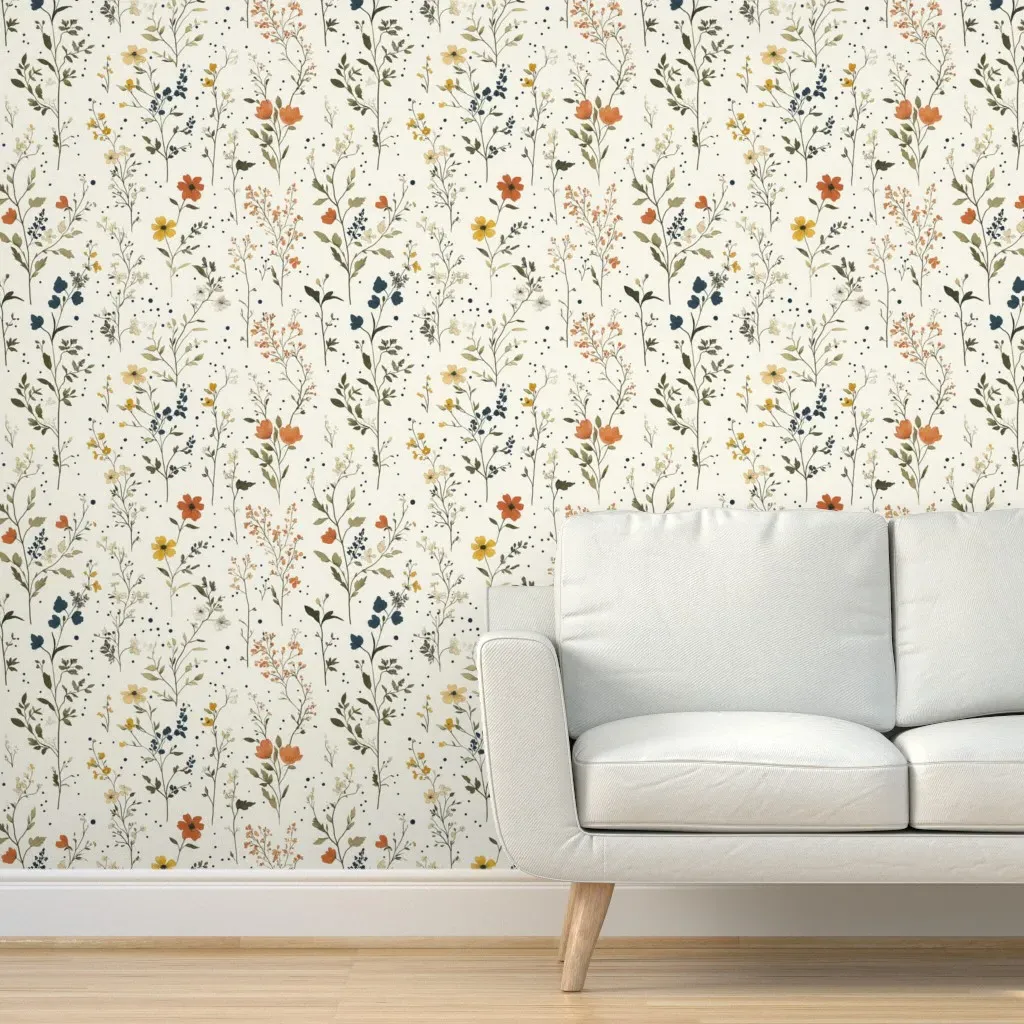 Whispering Wildflowers Peel and Stick Wallpaper - Off-White product