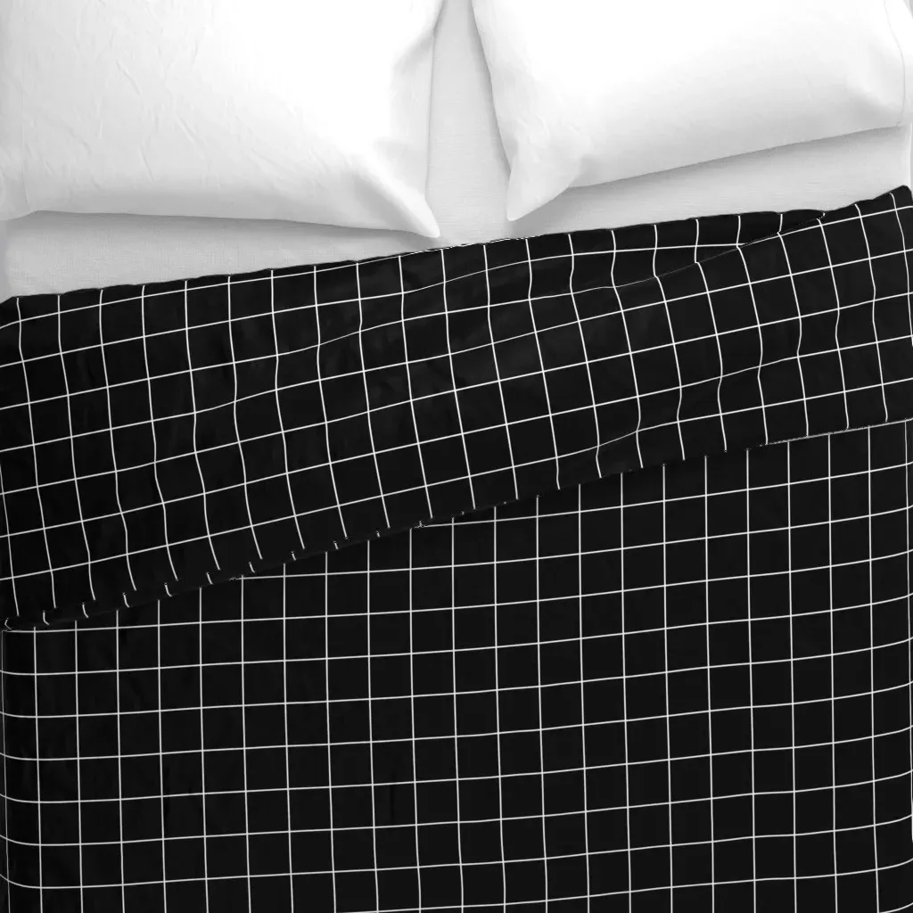 White and Black Windowpane Duvet Cover alternate view
