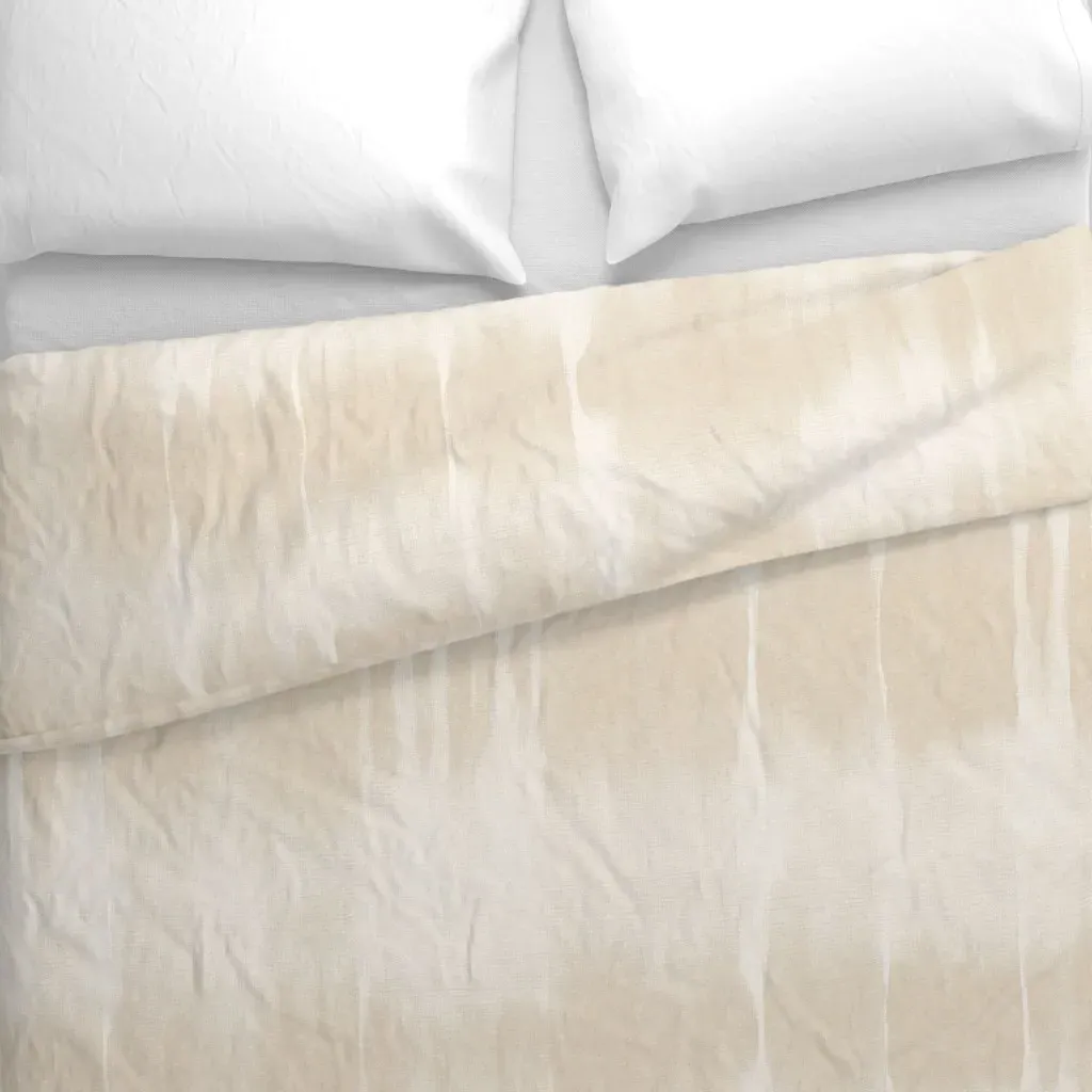 White and Tan Shibori Tie-Dye Duvet Cover - Beige alternate view